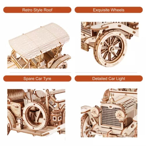 ROKR 3D Wooden Puzzle – DIY Vintage Car Model (MC801)