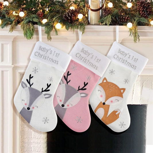 Baby’s First Christmas Fox Wool Stocking – Festive Holiday Gift & Decoration