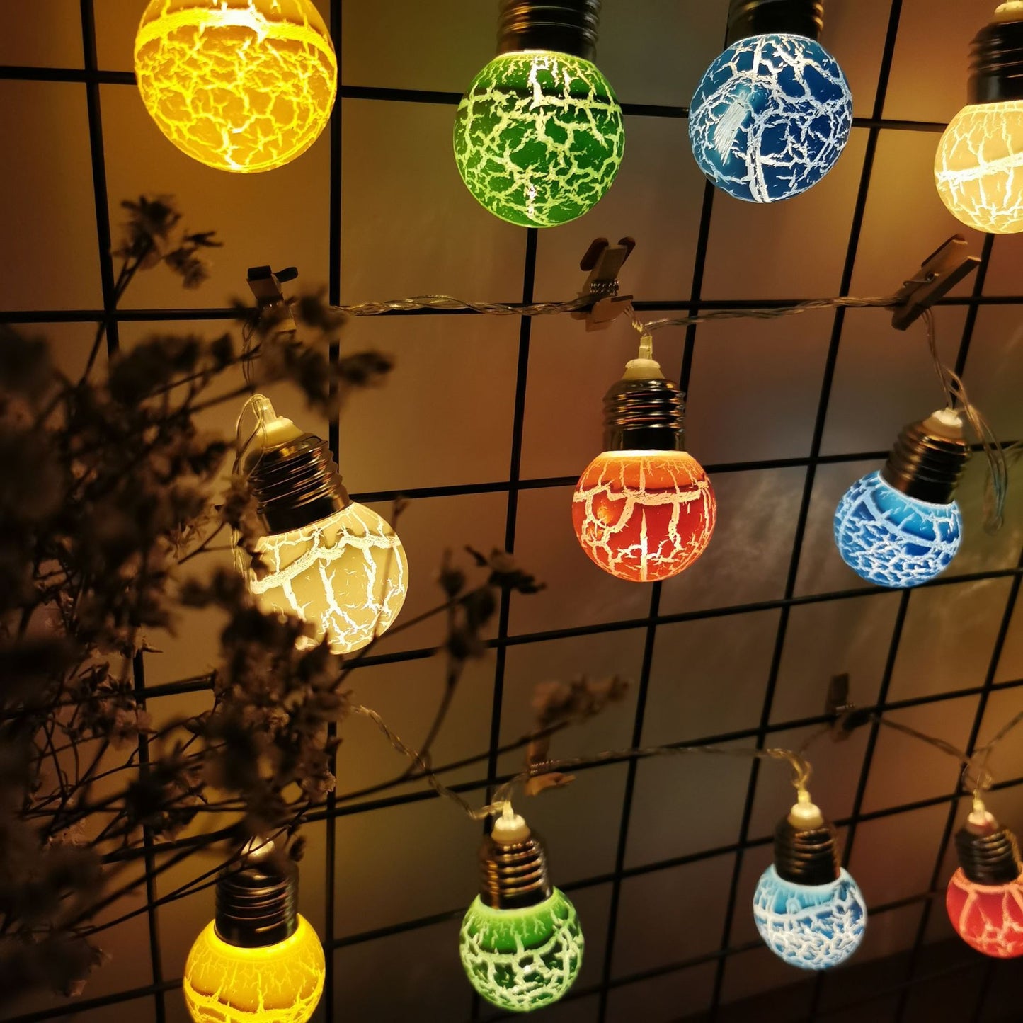 LED Lights String with Cracked Bulbs – Festive Holiday Decorations | Pixel & Parcel Co.