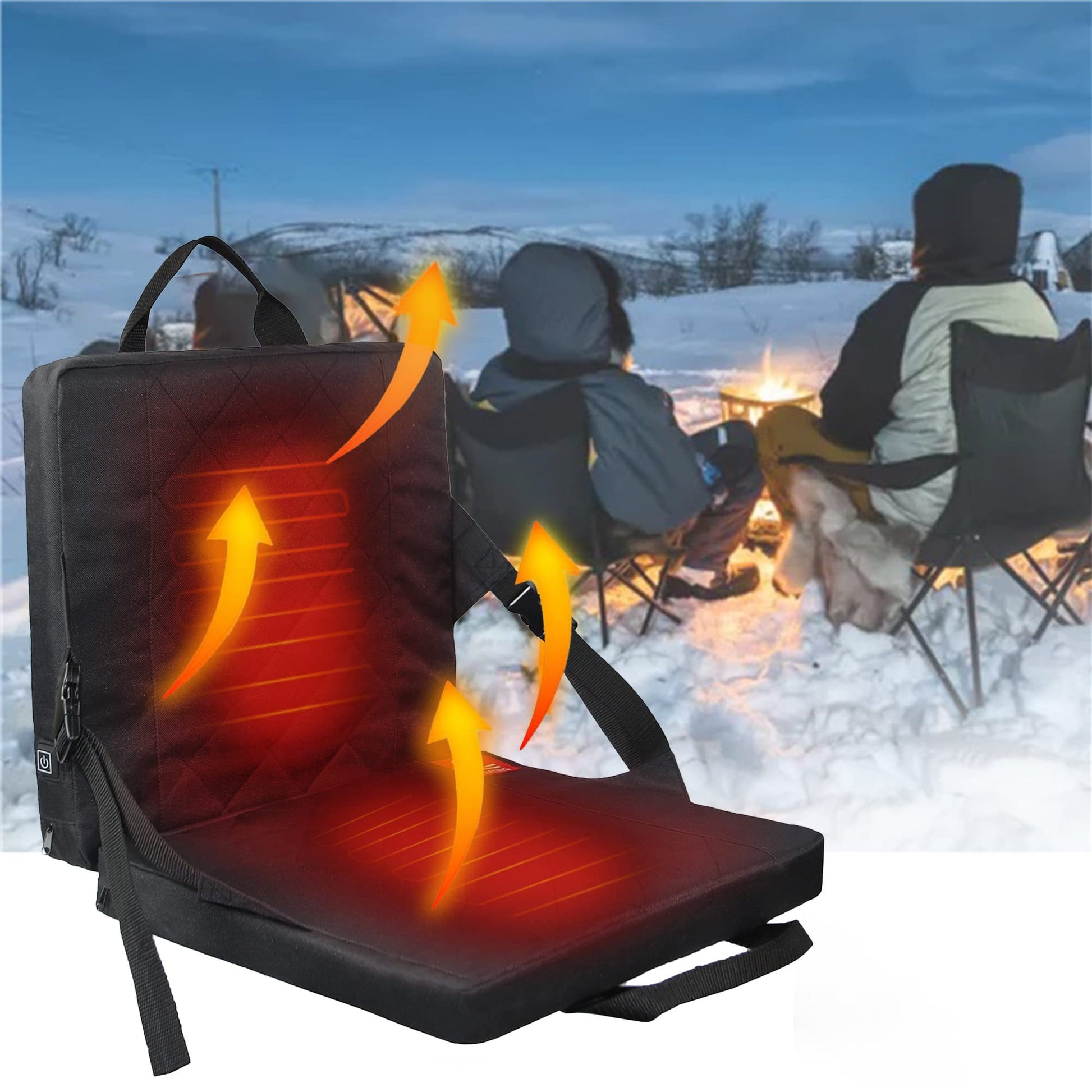 “Outdoor Heated Cushion – Foldable Portable Camping Heated Seat Pad in Black or Khaki”