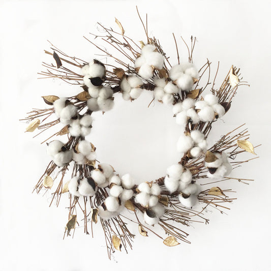 Rustic Cotton Twig Christmas Wreath – Elegant holiday door decoration by Pixel & Parcel Co. UK
