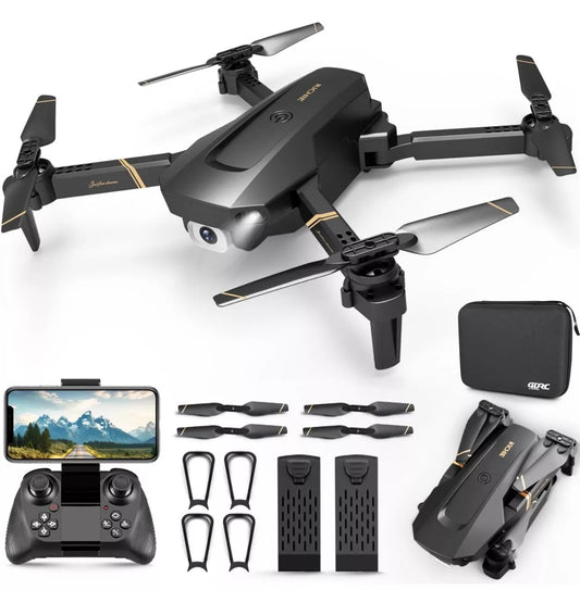 4DRC V4 foldable mini drone with 4K HD camera in flight

Folded compact 4DRC V4 drone with remote controller

Drone kit showing quadcopter, 3 batteries, and controller

Aerial view captured by 4DRC V4 mini drone camera