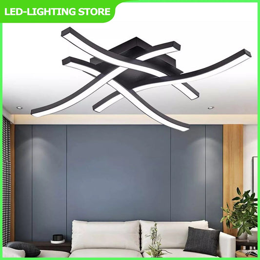 Modern 4 Wave LED Ceiling Light – Dimmable Lamp for Kitchen, Living Room, Bedroom