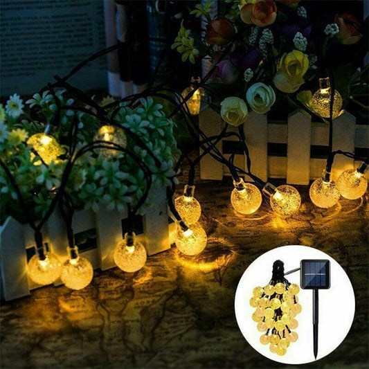 12M Solar Powered Retro Bulb String Fairy Lights – Outdoor Garden Decoration Lamps