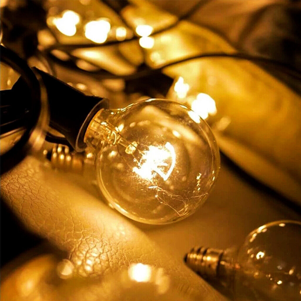 25-50FT Outdoor Festoon Globe String Fairy Lights – G40 Bulbs for Garden, Wedding & Home