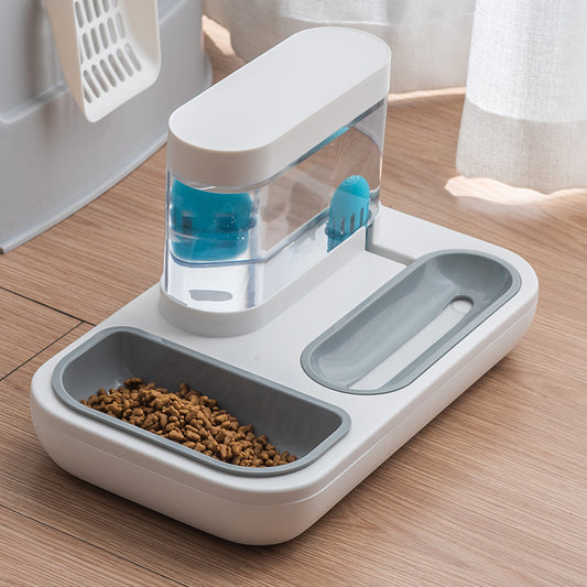 Automatic Pet Cat Feeder & Water Dispenser – 1500ml Double Bowl Design in White & Blue