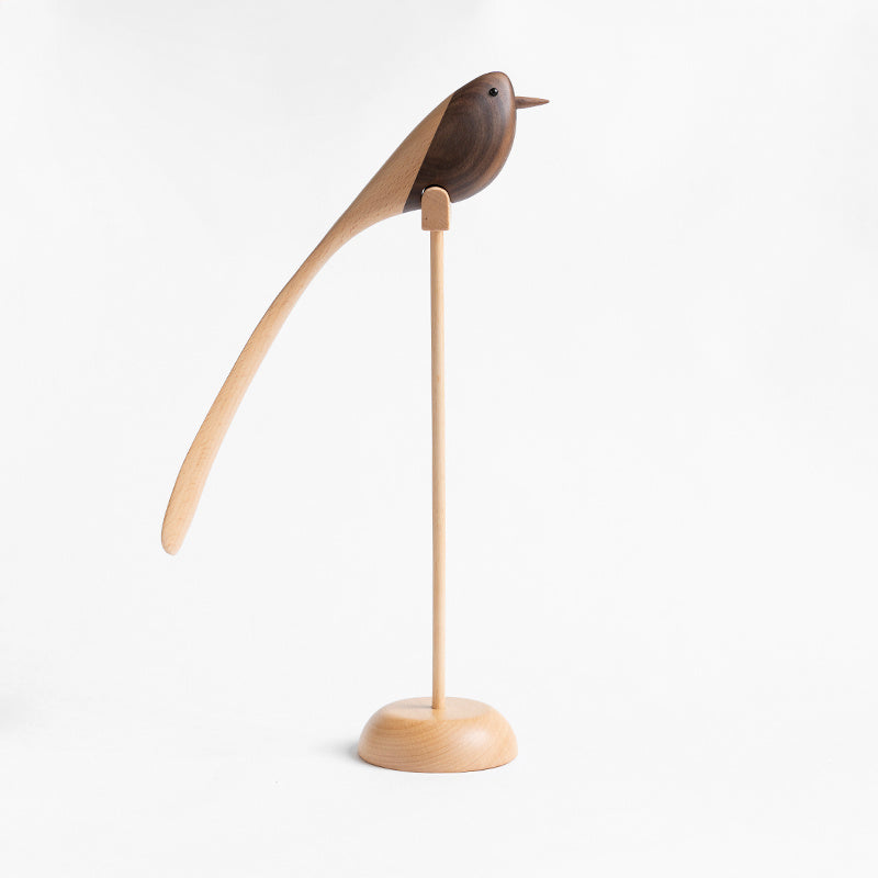 Nordic Solid Wood Bird Decorations – Handmade Wooden Desktop Ornaments