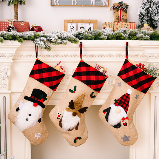 Red & Black Plaid Christmas Window Pendant – Embroidered cloth holiday decoration by Pixel & Parcel Co. UK
