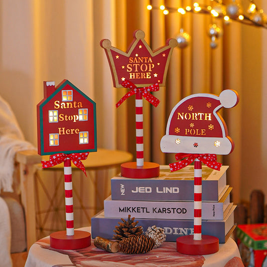 Christmas Road STOP Decorative Wooden LED Light – Festive atmosphere sign lamp by Pixel & Parcel Co. UK