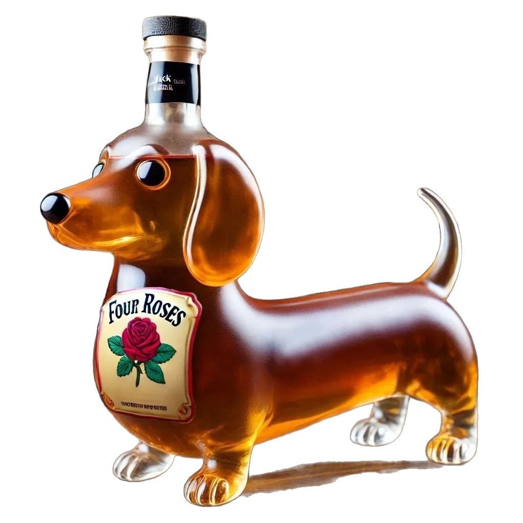 Borosilicate Glass Dachshund Whiskey Bottle – Modern Simple Style (301–400ml)