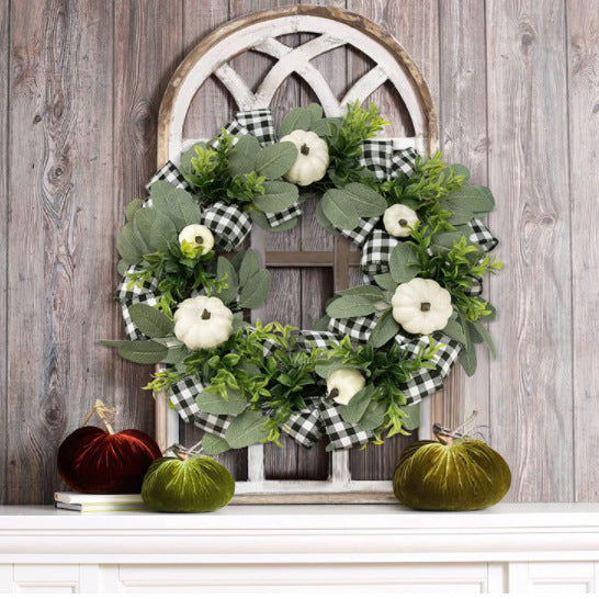 40cm Handmade Harvest Pumpkin Wreath – Thanksgiving & Christmas Decoration