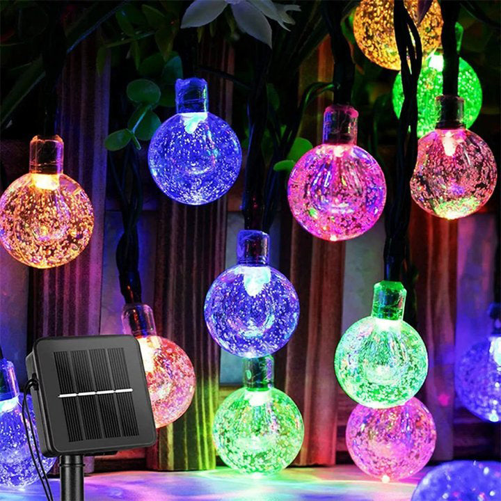 12M LED Solar Powered Retro Bulb String Lights – Outdoor Garden Fairy Ball Lamps