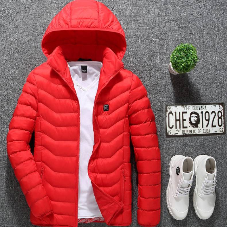 USB Heated Jacket — Men’s Thermal Cotton Coat with Heating Vest