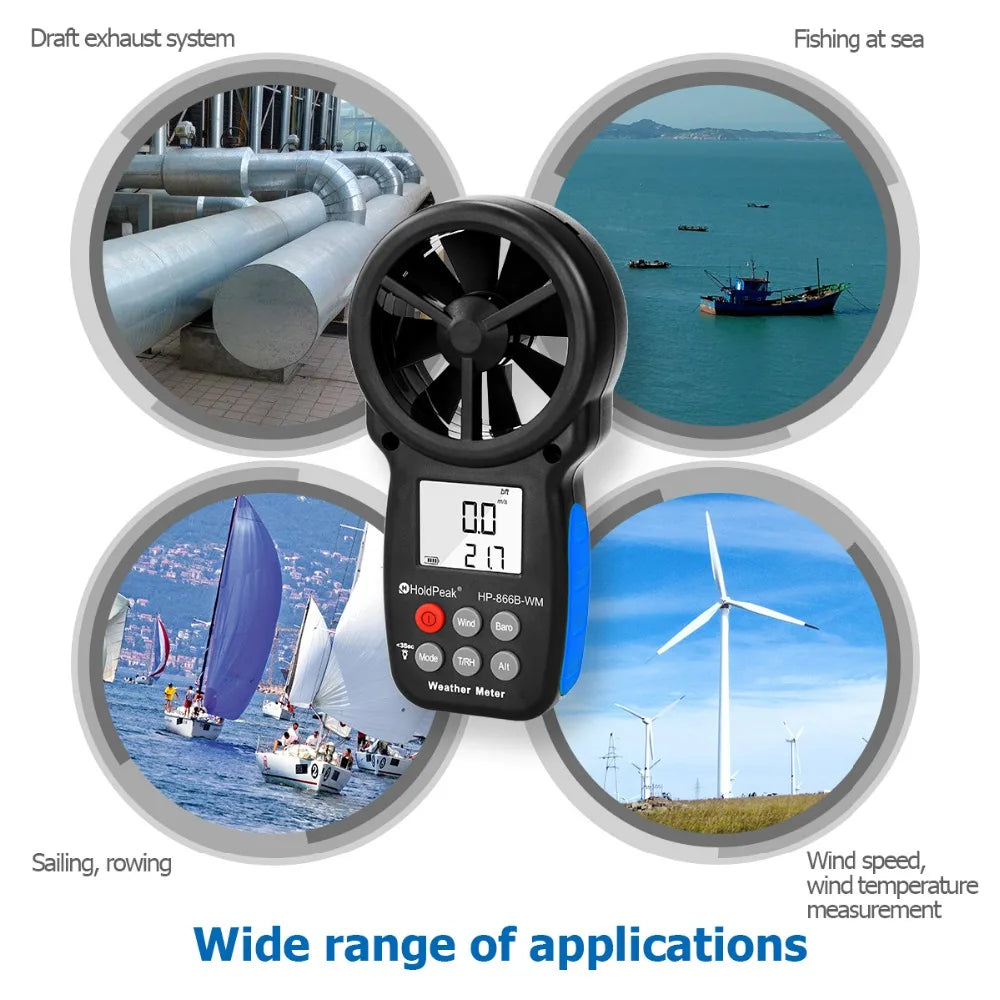 handheld wind meter lcd cup sensor air humidity tester