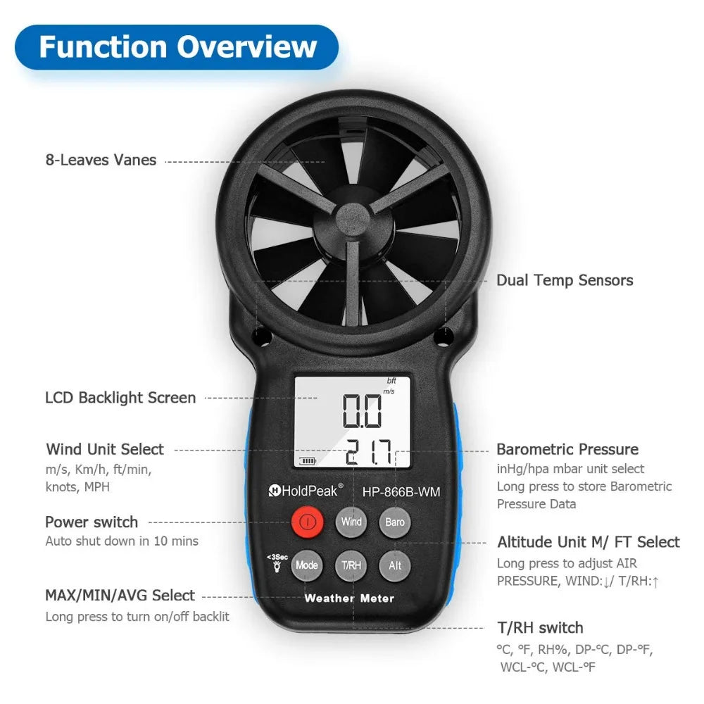 anemometer with lcd display wind measurement tool uk