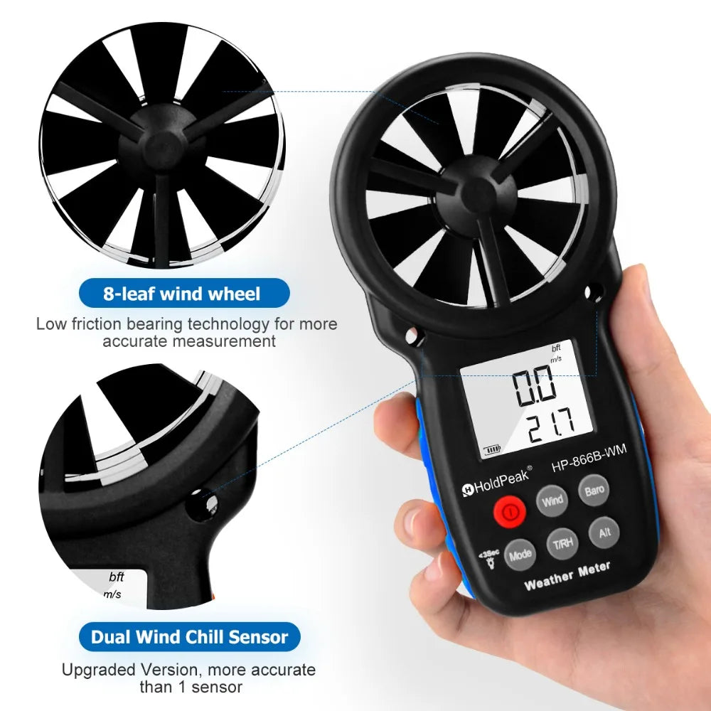 cup anemometer digital wind speed sensor handheld device