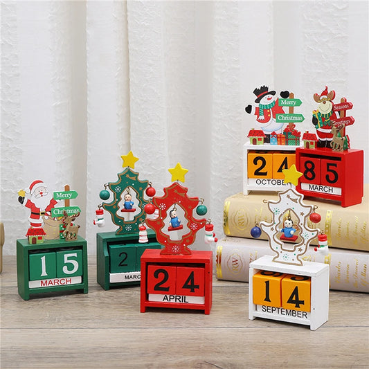 wooden christmas countdown calendar santa elk snowman
