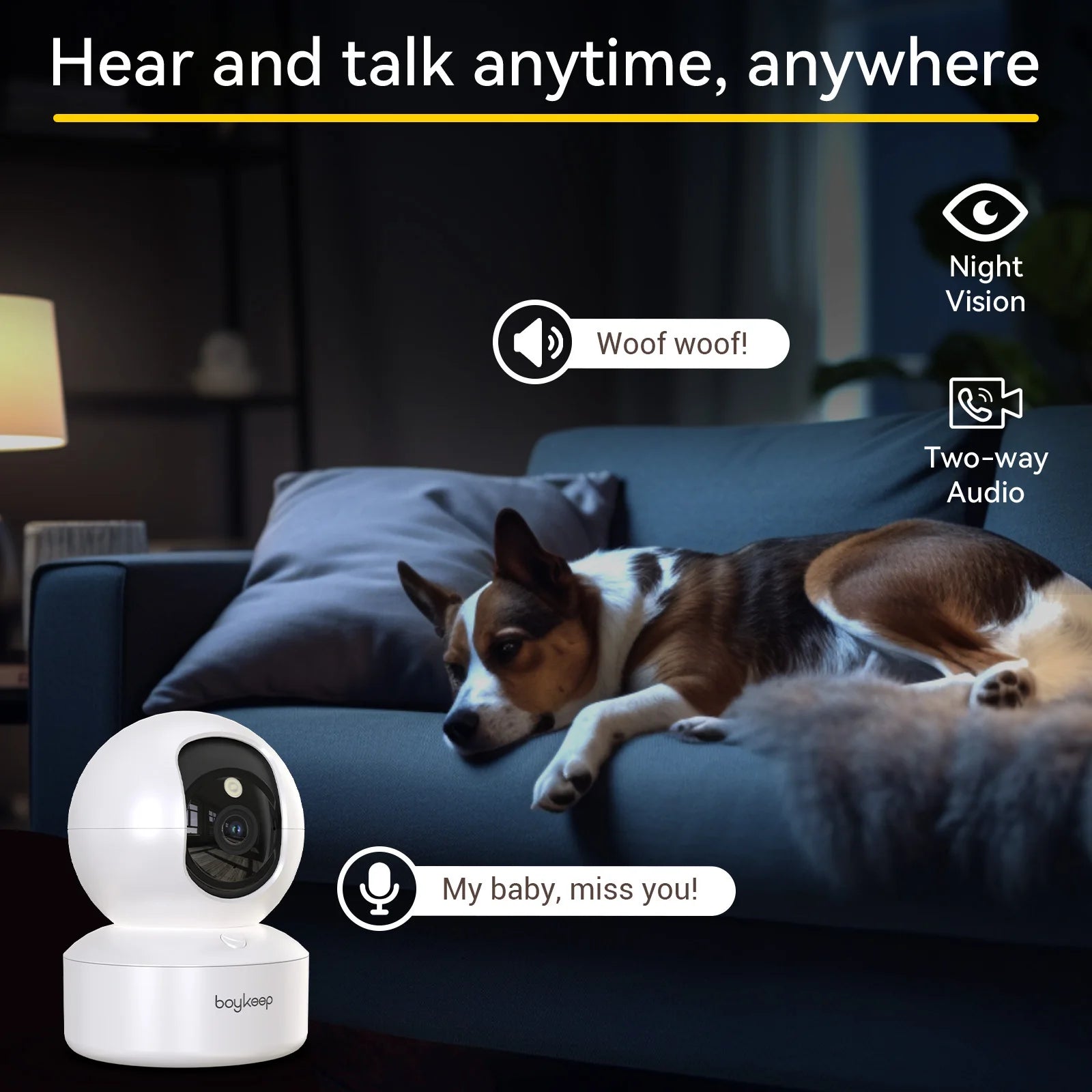 BoyKeep Smart Camera 2K – Indoor WiFi Surveillance with Night Vision & 360° Pan/Tilt