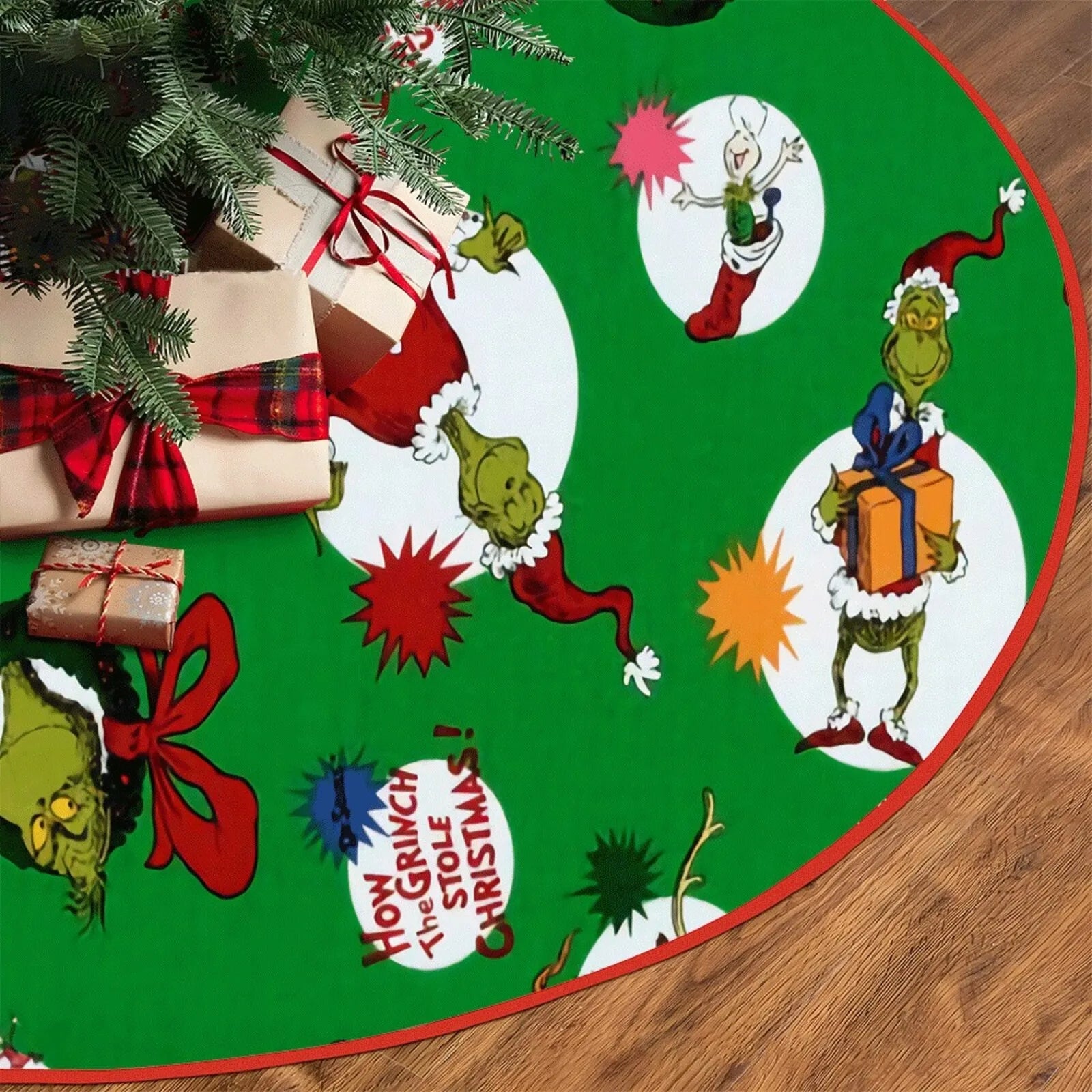 Christmas Tree Skirt – Faux Fur / Velvet Holiday Base Cover