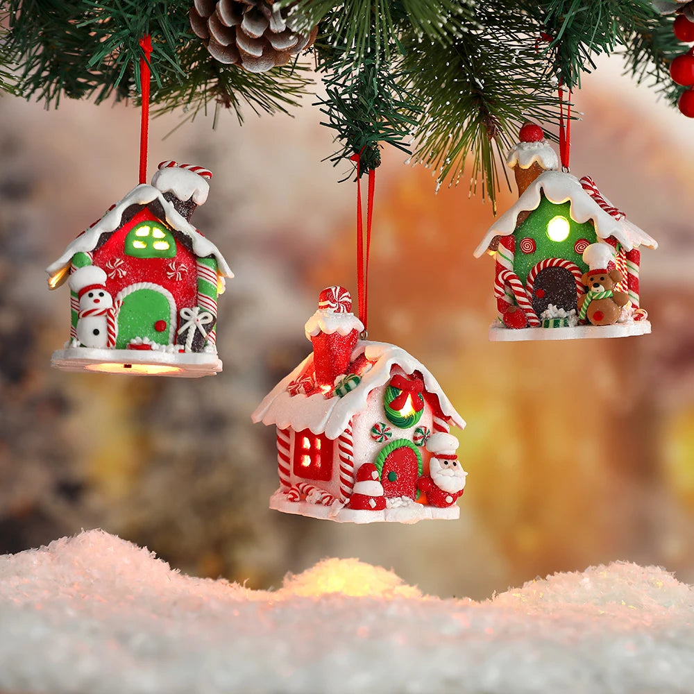 Christmas LED Pottery Hanging Ornament – Snowman, Gingerbread & Santa Decorations