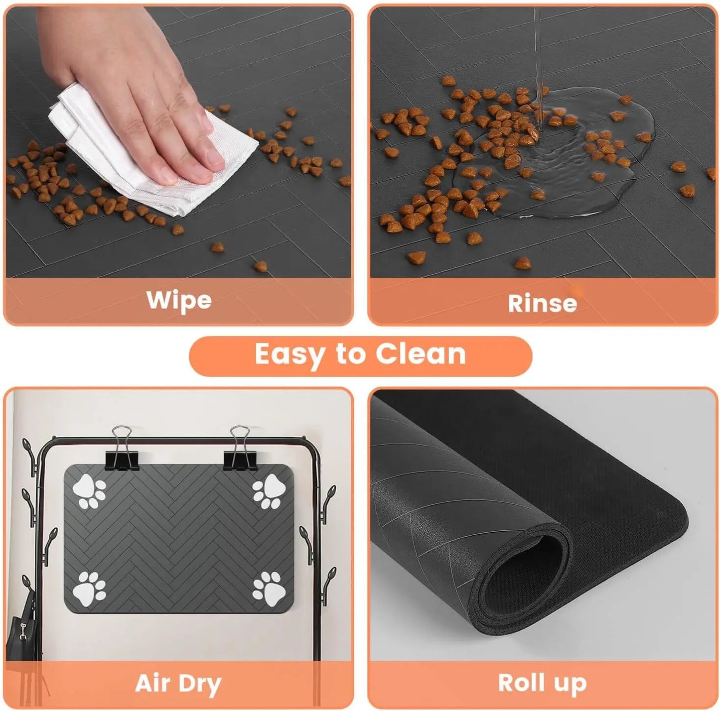 Pet Feeding Mat – Absorbent Placemat with Waterproof Rubber Backing for Dog & Cat Bowls