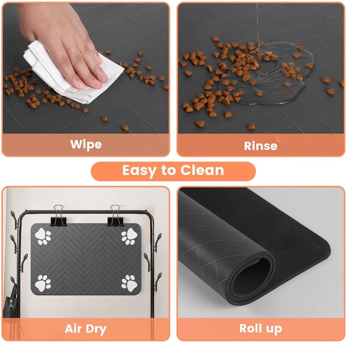 Pet Feeding Mat – Absorbent Placemat with Waterproof Rubber Backing for Dog & Cat Bowls