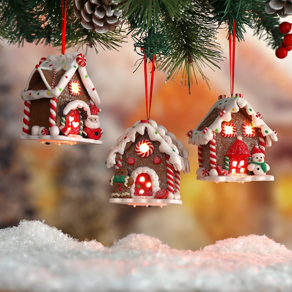 Christmas night pottery hanging ornament glitter