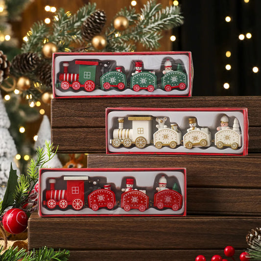 Christmas wooden train decoration for home