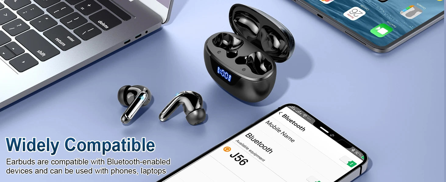 Wireless Bluetooth 5.3 Earphones – Noise Cancelling In-Ear Headphones with 4 ENC Mics & 48 h Battery Life