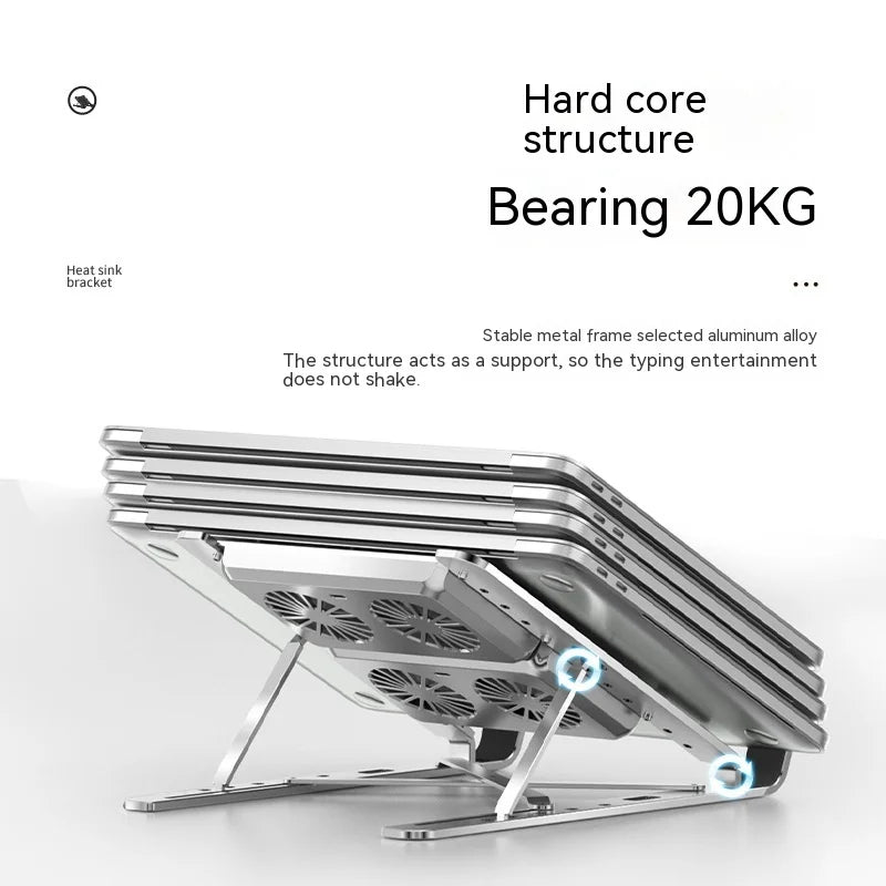 Foldable Laptop Stand with Cooling Fan & USB Hub – Adjustable Aluminum ≤17″