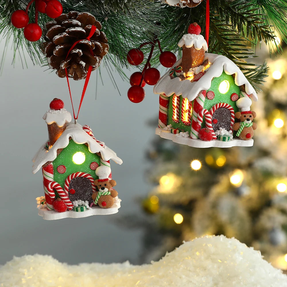 Christmas LED Pottery Hanging Ornament – Snowman, Gingerbread & Santa Decorations