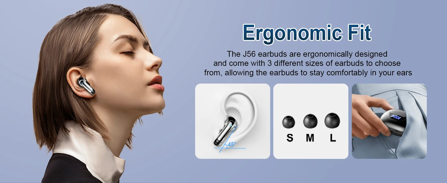 Wireless Bluetooth 5.3 Earphones – Noise Cancelling In-Ear Headphones with 4 ENC Mics & 48 h Battery Life
