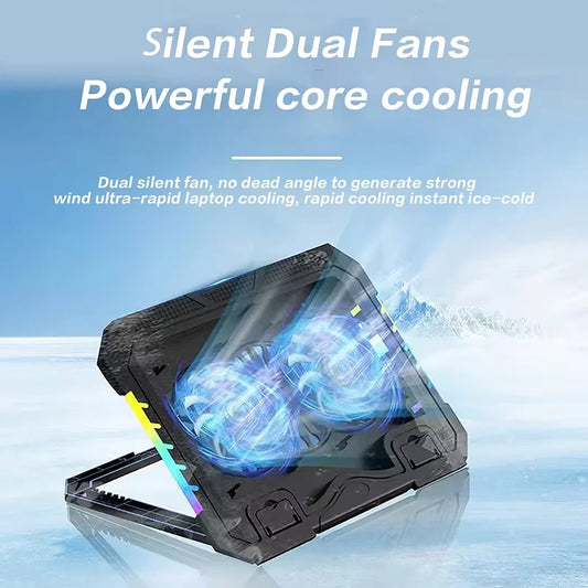 laptop cooling pad 2 led fans