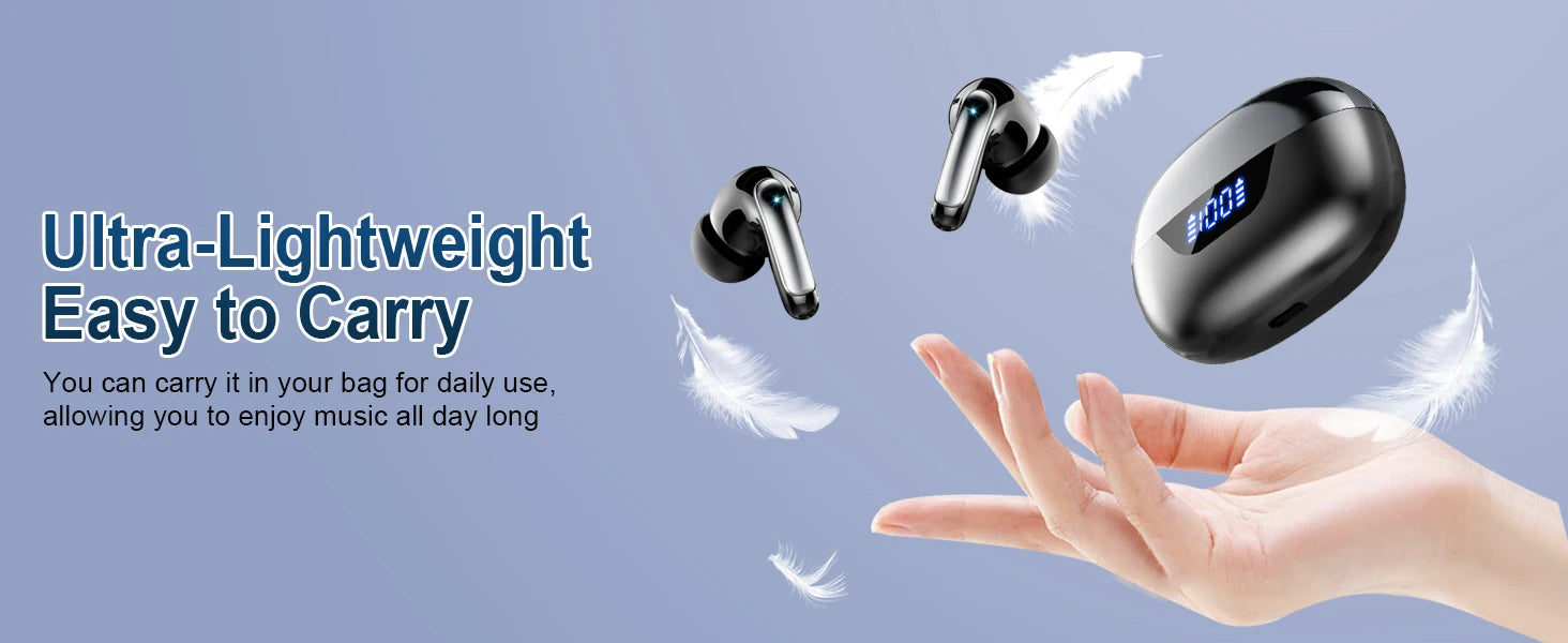 Wireless Bluetooth 5.3 Earphones – Noise Cancelling In-Ear Headphones with 4 ENC Mics & 48 h Battery Life