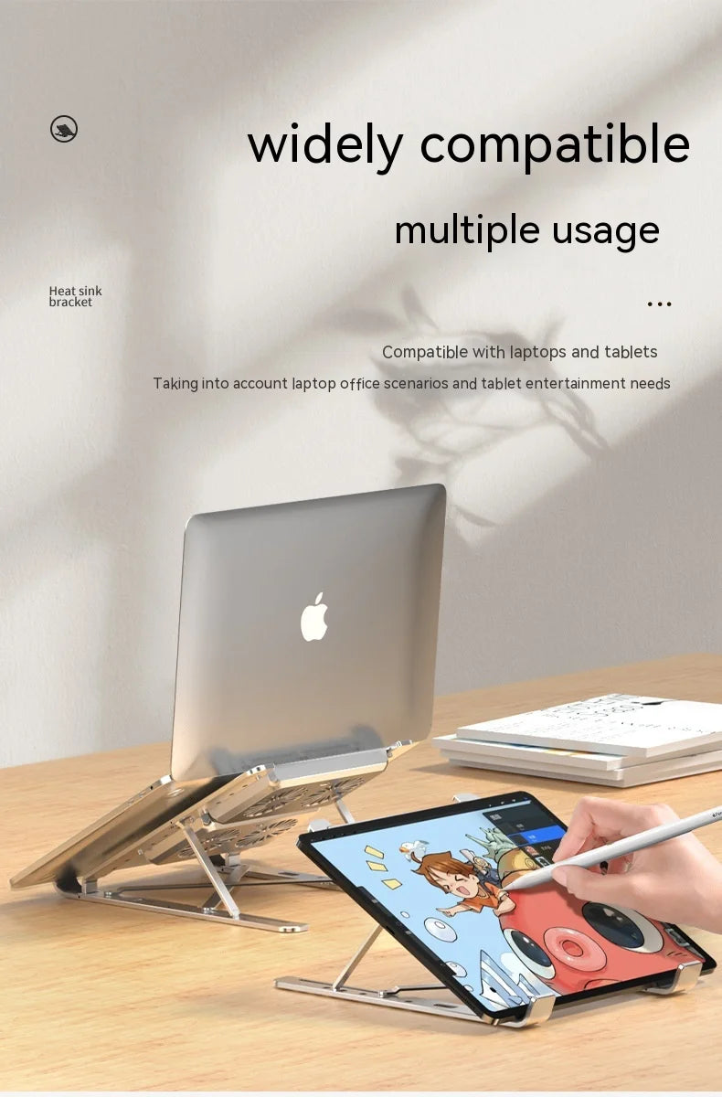 Foldable Laptop Stand with Cooling Fan & USB Hub – Adjustable Aluminum ≤17″