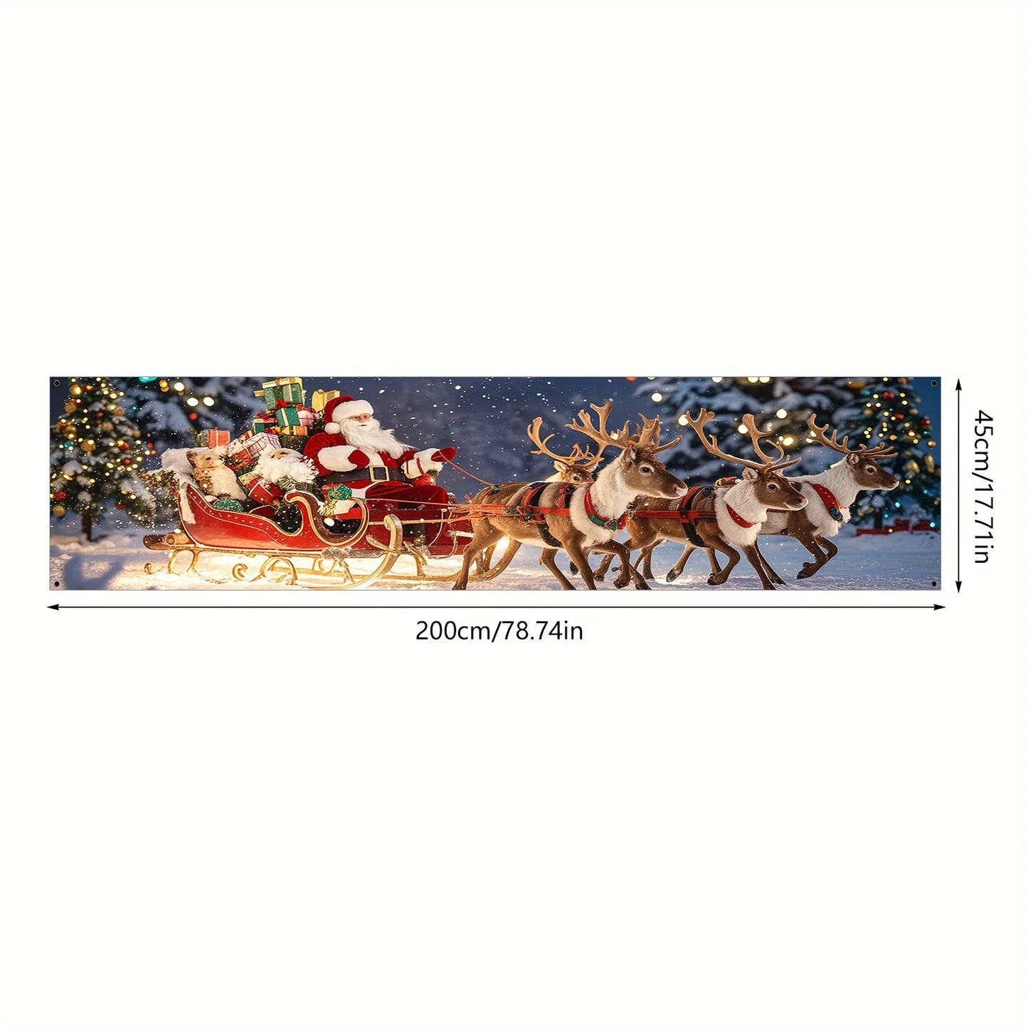 Christmas Flag – Santa Claus & Reindeer Sleigh Outdoor / Indoor Holiday Décor