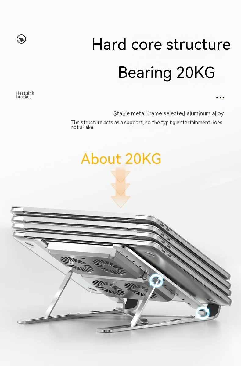 Foldable Laptop Stand with Cooling Fan & USB Hub – Adjustable Aluminum ≤17″
