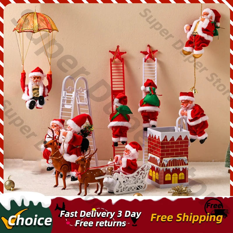 Electric Climbing Santa on Ladder – Interactive Christmas Tree Ornament