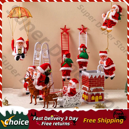Electric Climbing Santa on Ladder – Interactive Christmas Tree Ornament