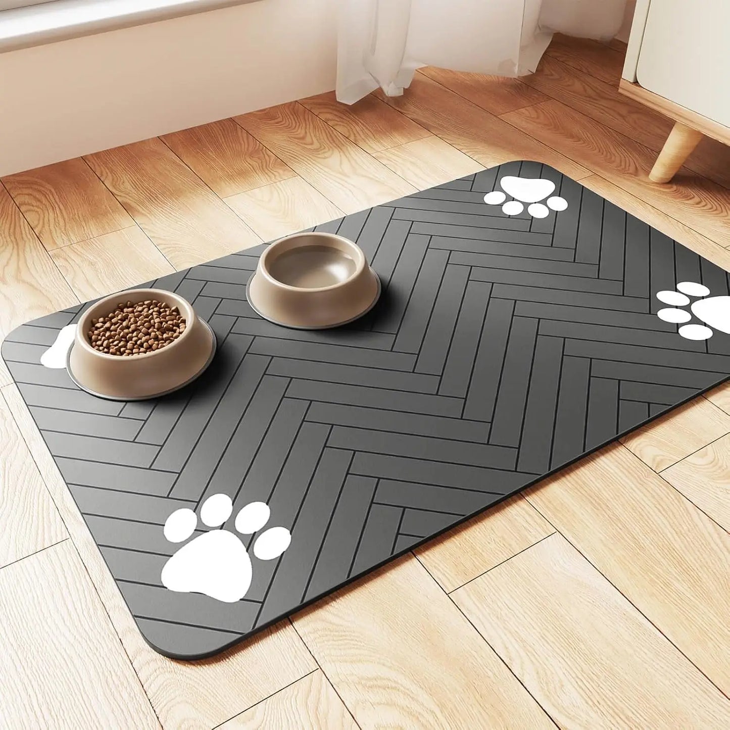 Pet feeding mat absorbent waterproof rubber backing quick dry placemat for dog and cat bowls