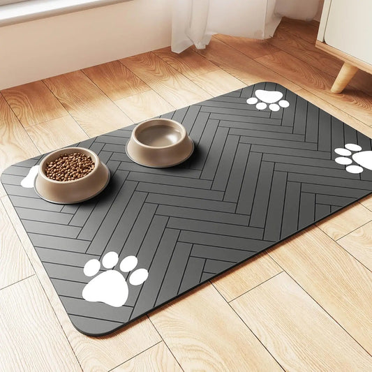 Pet feeding mat absorbent waterproof rubber backing quick dry placemat for dog and cat bowls