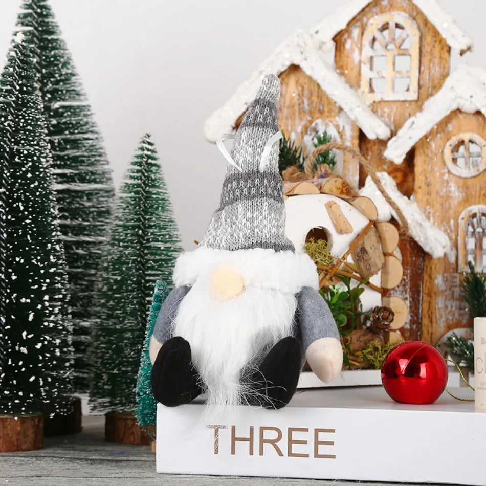 Christmas Knitted Hanging Doll – Forest Old Man with Hat & Legs Pendant