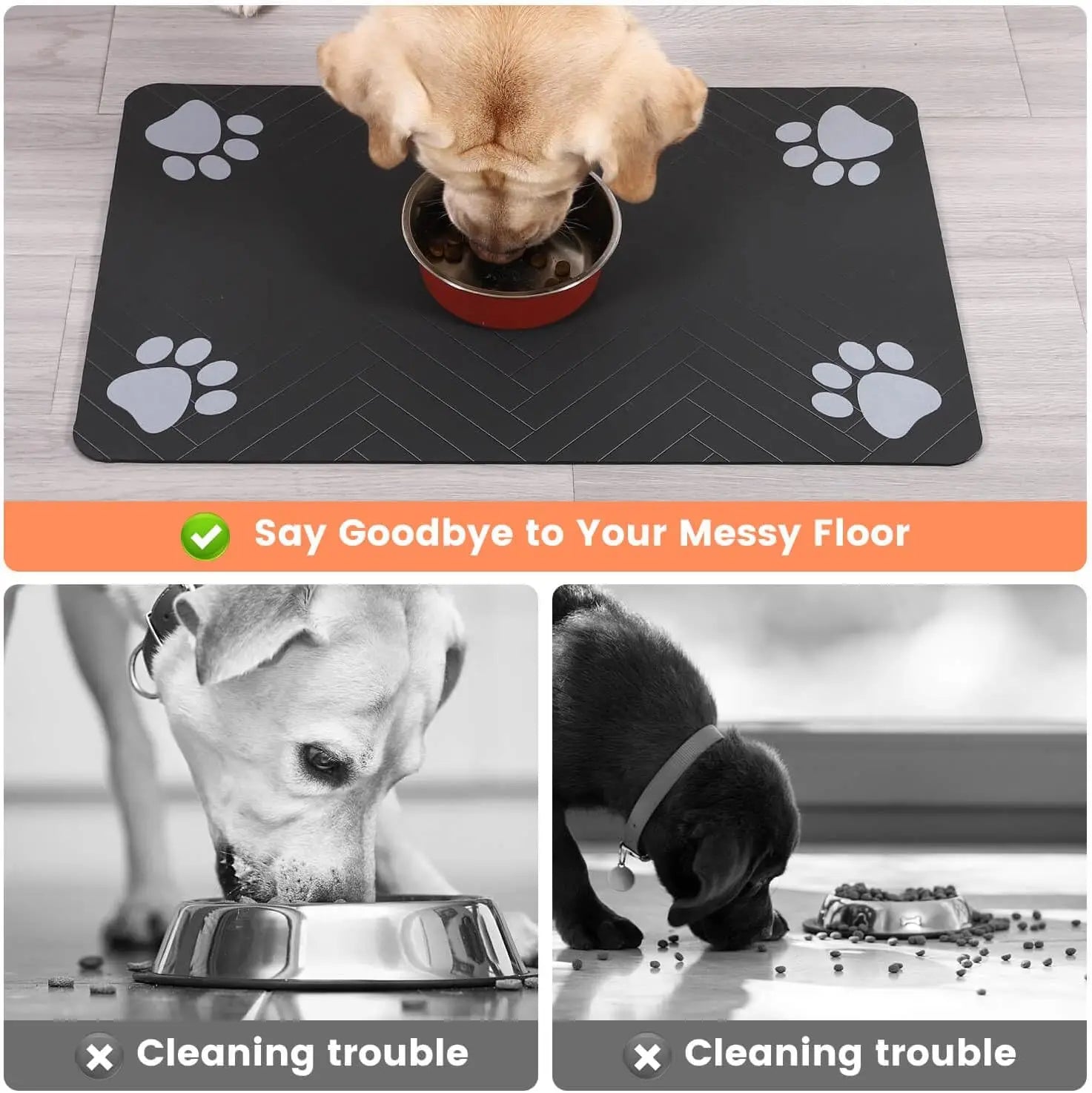 Pet Feeding Mat – Absorbent Placemat with Waterproof Rubber Backing for Dog & Cat Bowls