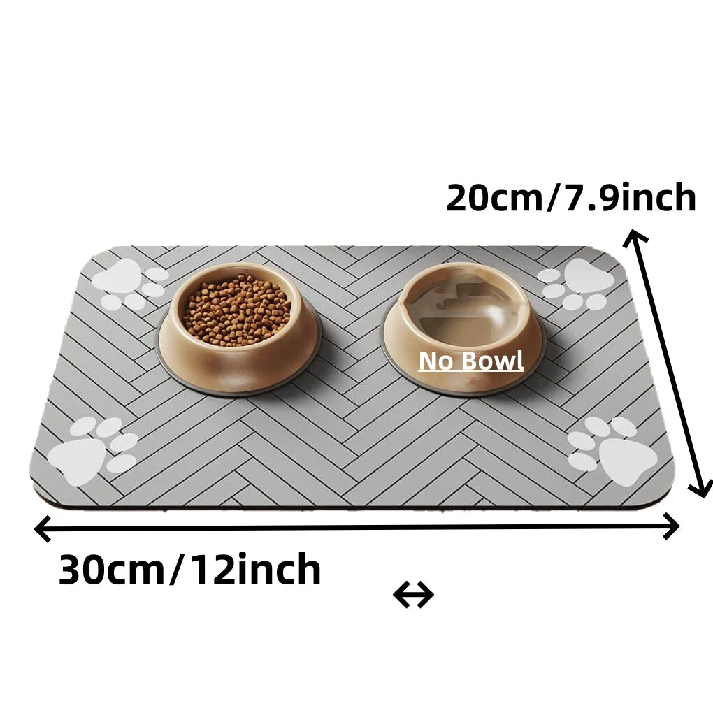 Pet Feeding Mat – Absorbent Placemat with Waterproof Rubber Backing for Dog & Cat Bowls