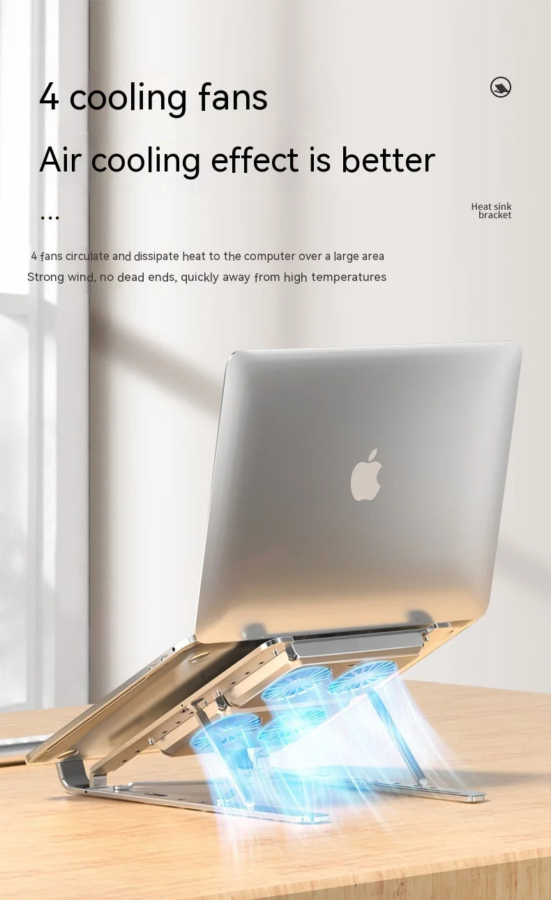Foldable Laptop Stand with Cooling Fan & USB Hub – Adjustable Aluminum ≤17″