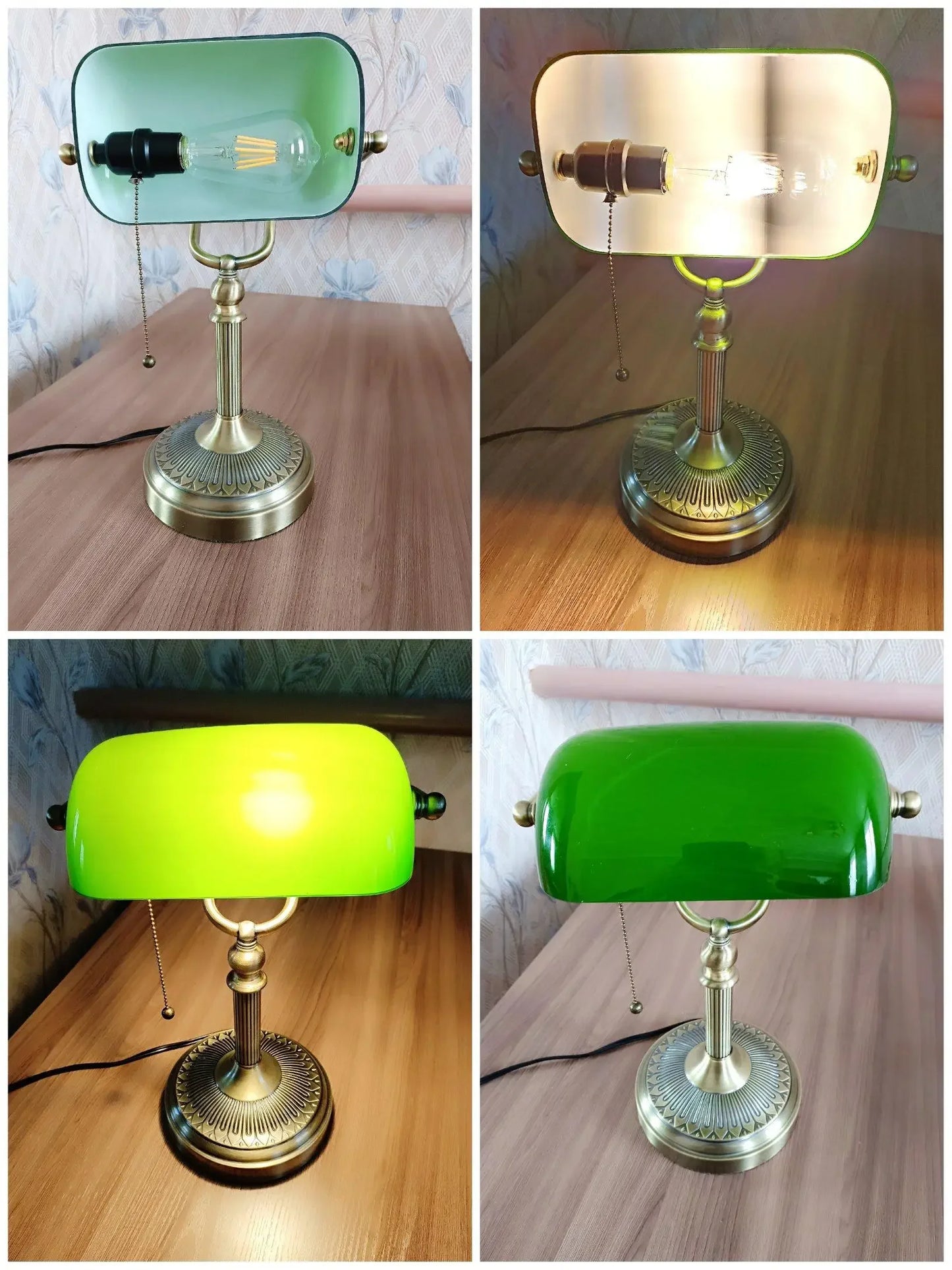 Classic Green Glass Banker’s Desk Lamp with Pull Chain Switch – Table Light for Home, Office & Library | Pixel & Parcel Co.