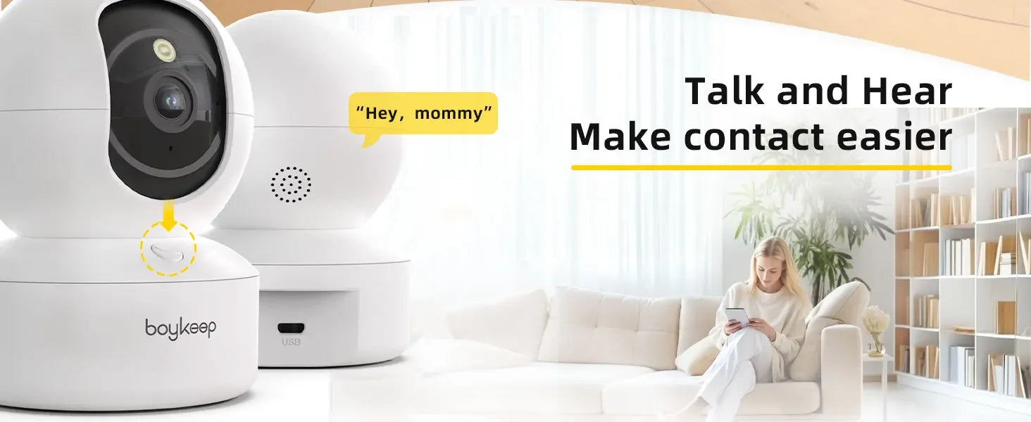 BoyKeep Smart Camera 2K – Indoor WiFi Surveillance with Night Vision & 360° Pan/Tilt