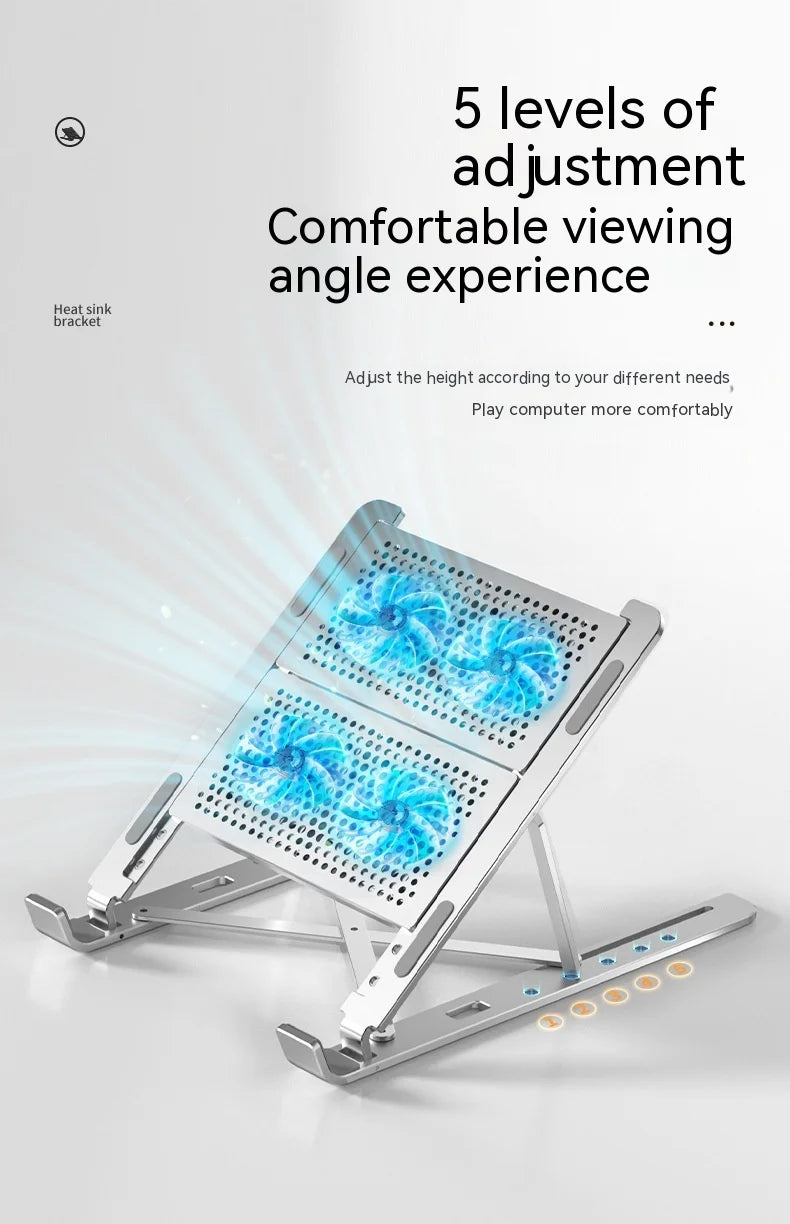 Foldable Laptop Stand with Cooling Fan & USB Hub – Adjustable Aluminum ≤17″