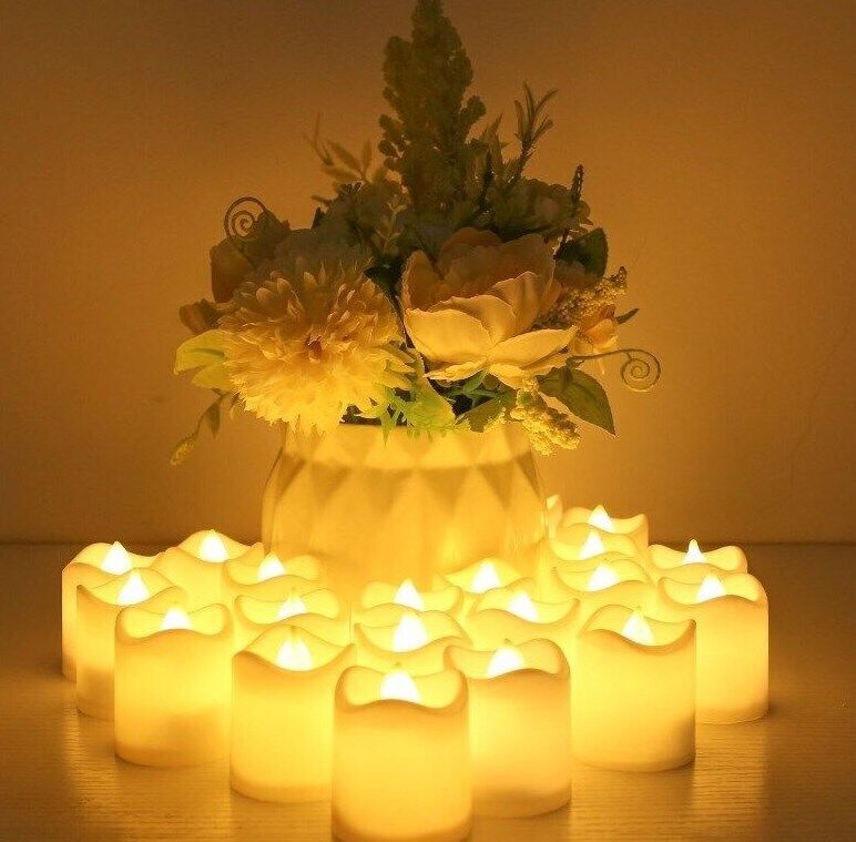 24PCS LED Tea Light Candles – Flameless Battery Operated Wedding & Party Decoration (UK)