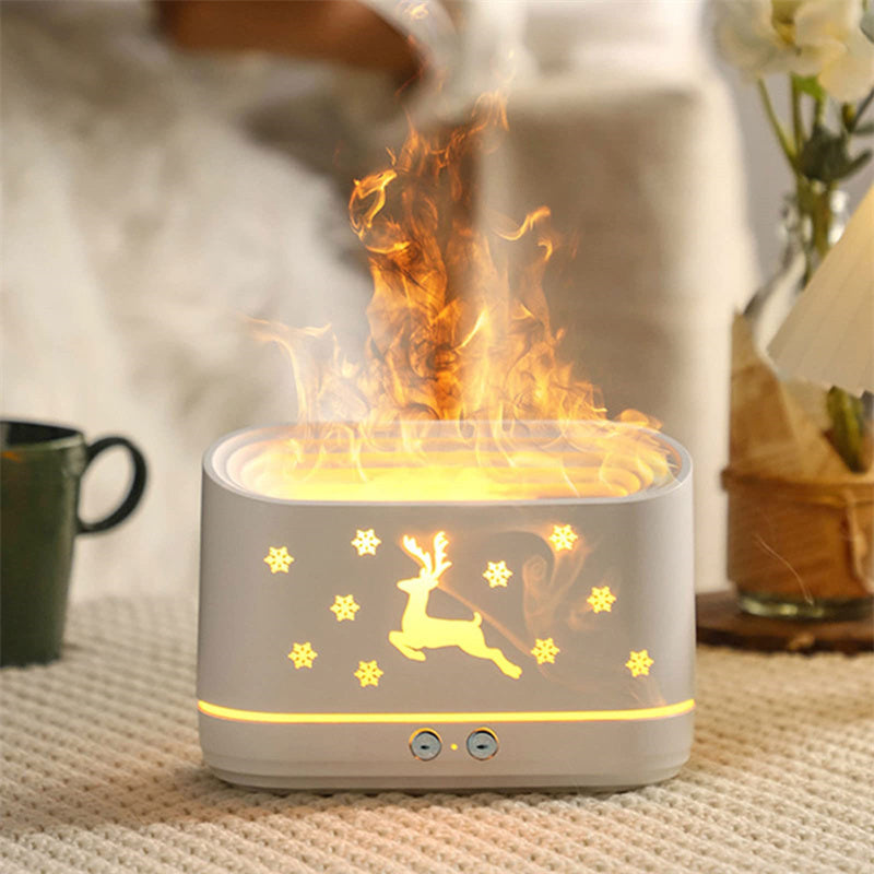 Elk Flame Humidifier Diffuser – Silent Household Atmosphere Lamp, Christmas Home Decoration